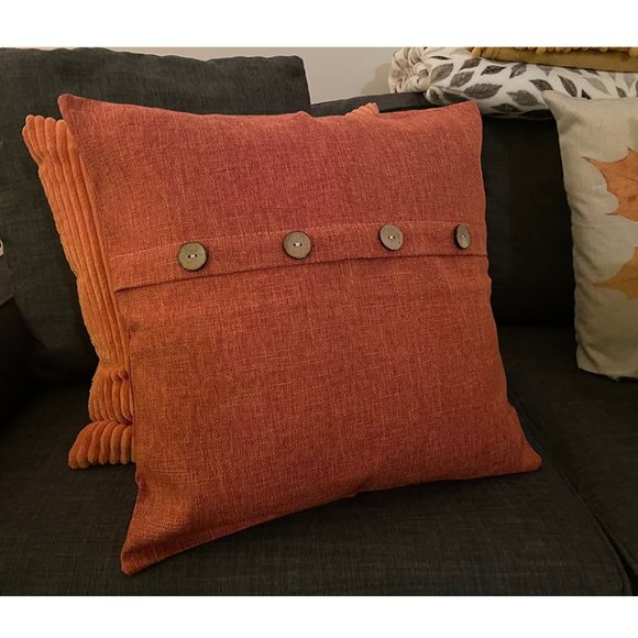 Decorative Throw Pillow Covers Cases Cottage Farmhouse Accent Fall Decor Orange - Picture 4 of 10